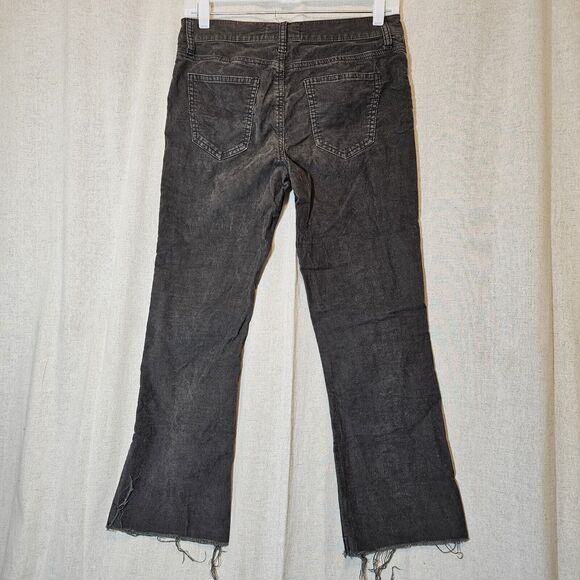 Current/Elliott Corduroy The Kick Jean Cropped in Washed Black Frayed Hem Sz 27 - Picture 5 of 12